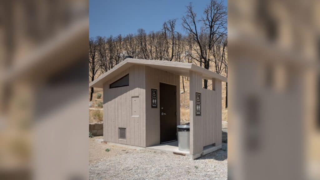 National Forest Pit Toilet where we dump our cassette campervan toilet
